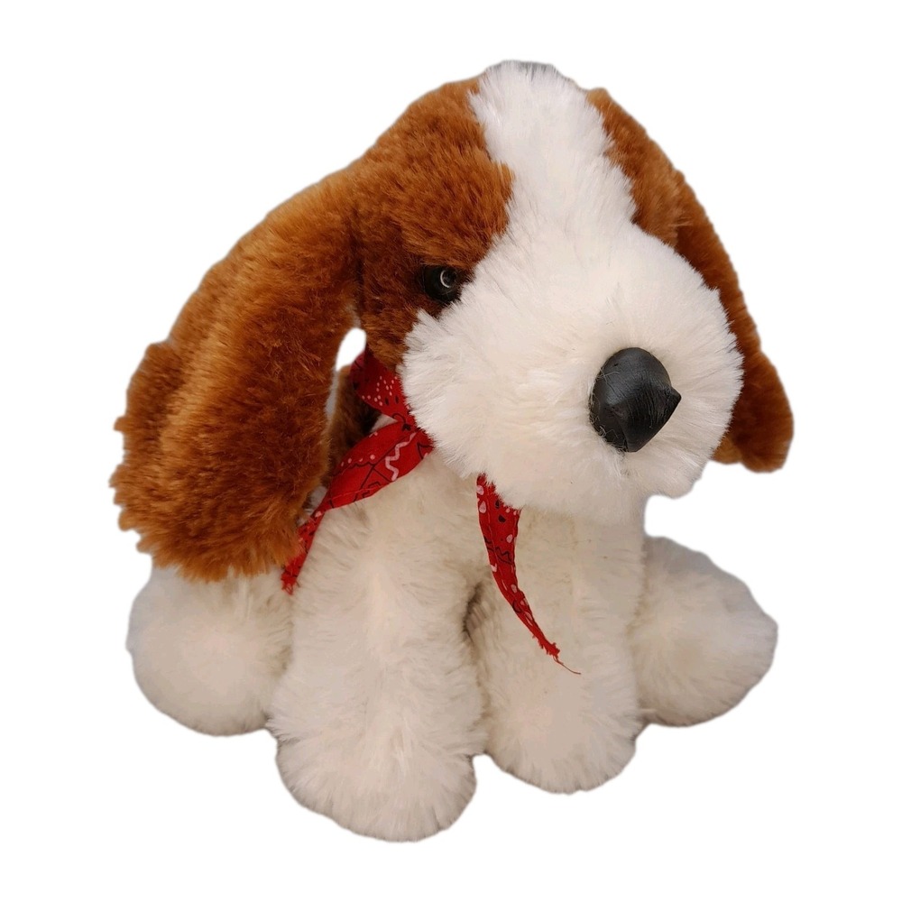 Animal Adventure Puppy Dog Plush 6" Brown White Bandana 2006 Stuffed Animal Toy